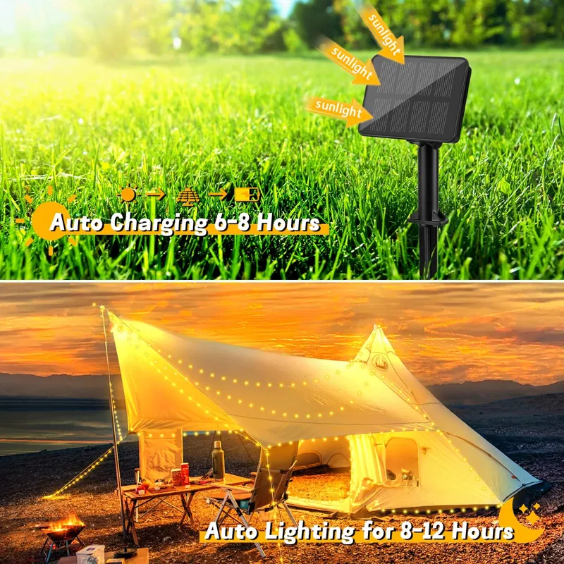 GCSTNN Solar Lichtsnoer Buiten 5M 50 LED 8 Standen IP65 Tuin Balkon — foto 3