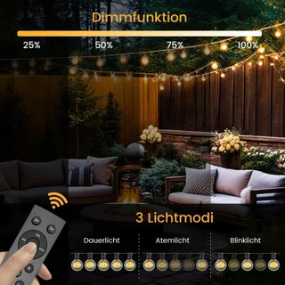 POGESTRAND Solar Lichtketting G40 10M USB 20 Lampen IP65 — miniatuur 5