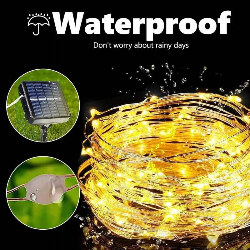 JOOMER Solar Lichtsnoer 2 Stuks 12M 120 LED Waterdicht Tuin — foto 4