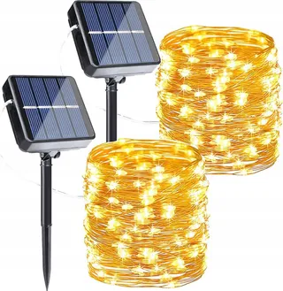 JOOMER Solar Lichtsnoer 2 Stuks 12M 120 LED Waterdicht Tuin — miniatuur 1