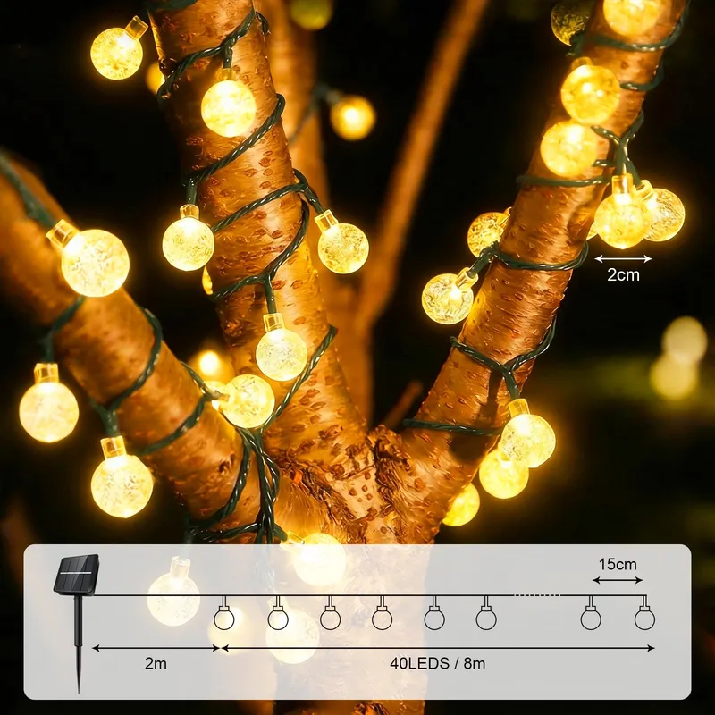 LIYADE Solar Lichtketting Buiten 8M 40LED IP65 Tuin Balkon Terras — foto 2