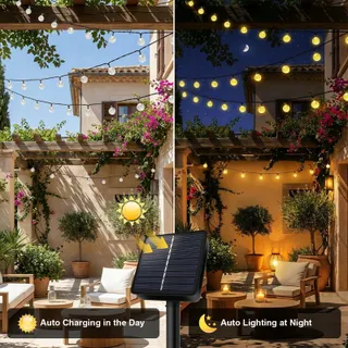 LIYADE Solar Lichtketting Buiten 8M 40LED IP65 Tuin Balkon Terras — miniatuur 3