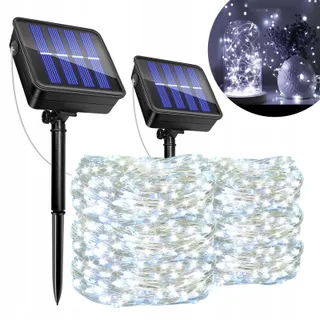 SOLAR Tuinlampen 2X12M 120 LED IP65 Waterdicht — miniatuur 1