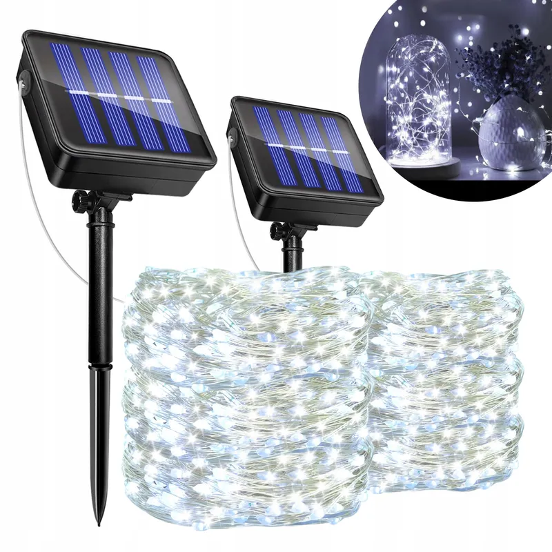 SOLAR Tuinlampen 2X12M 120 LED IP65 Waterdicht — foto 1