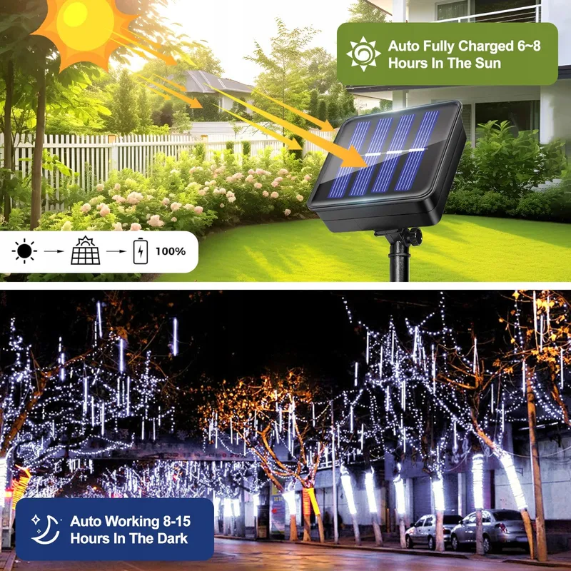 SOLAR Tuinlampen 2X12M 120 LED IP65 Waterdicht — foto 2