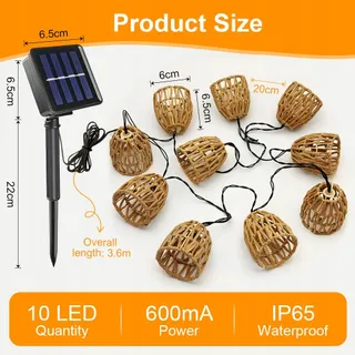 PAPIERSEIL Solar LED Lamp IP65 Buiten 3,6m Voor Tuin En Balkon — miniatuur 2
