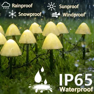 COZYMEOW Solarlampen 20 LED Paddenstoel Tuindecoratie Waterdicht — miniatuur 5