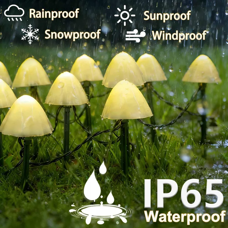 COZYMEOW Solarlampen 20 LED Paddenstoel Tuindecoratie Waterdicht — foto 5