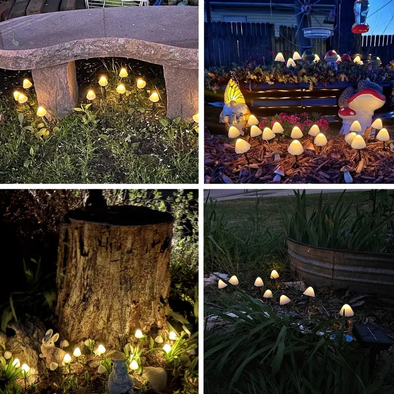 COZYMEOW Solarlampen 20 LED Paddenstoel Tuindecoratie Waterdicht — foto 2