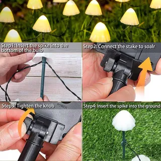 COZYMEOW Solarlampen 20 LED Paddenstoel Tuindecoratie Waterdicht — miniatuur 6