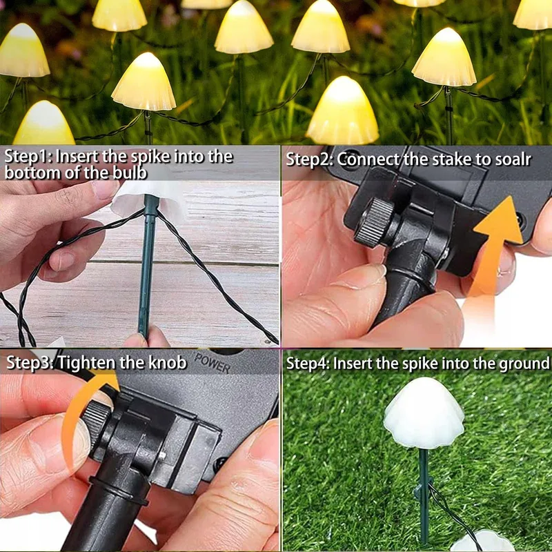 COZYMEOW Solarlampen 20 LED Paddenstoel Tuindecoratie Waterdicht — foto 6