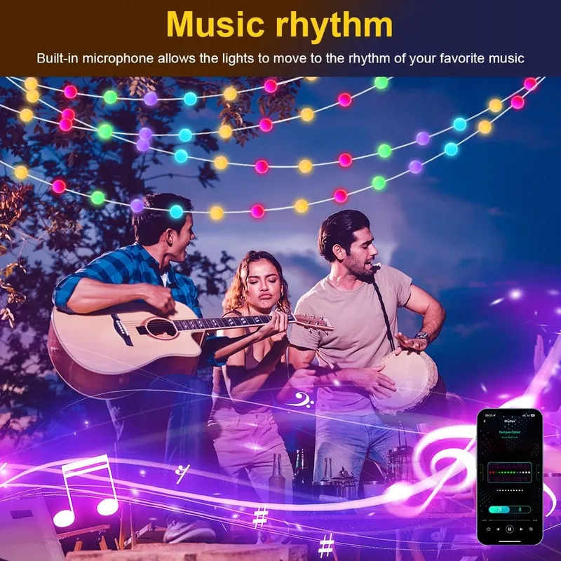 AUAUY Smart USB LED Bollen 10M 66 LED Kleurveranderend Afstandsbediening — foto 6