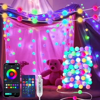 AUAUY Smart USB LED Bollen 10M 66 LED Kleurveranderend Afstandsbediening — miniatuur 1