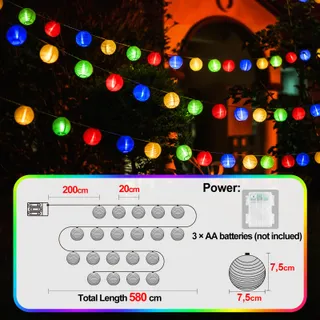 UPING LED Lichtsnoer 20 Stuks Batterij Tuin Feest Kerst 5m 8 Modi — miniatuur 2