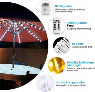 Parasolverlichting LED IP68 8x13m 3000K — miniatuur 5