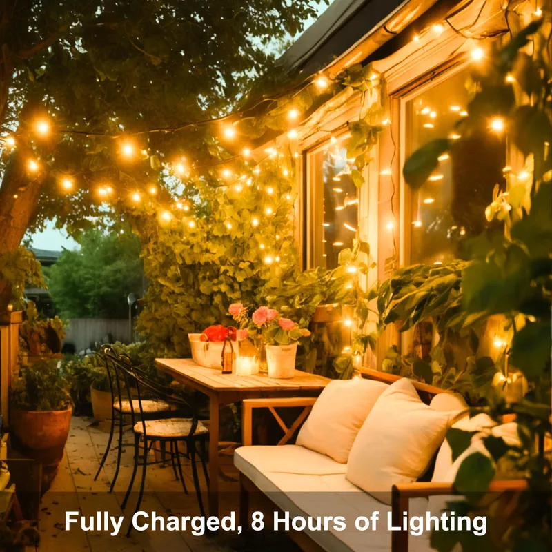 FFZZKJ Solar Lichtsnoer Buiten 12M 120LED IP65 Waterdicht Tuin Terras — foto 6