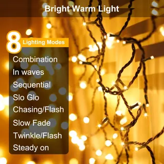 FFZZKJ Solar Lichtsnoer Buiten 12M 120LED IP65 Waterdicht Tuin Terras — miniatuur 3