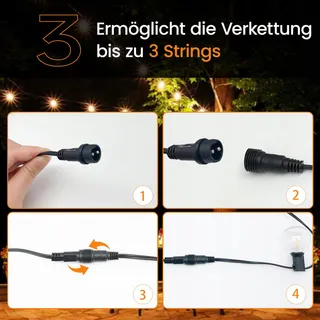 LED Lichtketting Buiten 20M Warmwit IP44 Waterdicht Balkon Terras — miniatuur 4