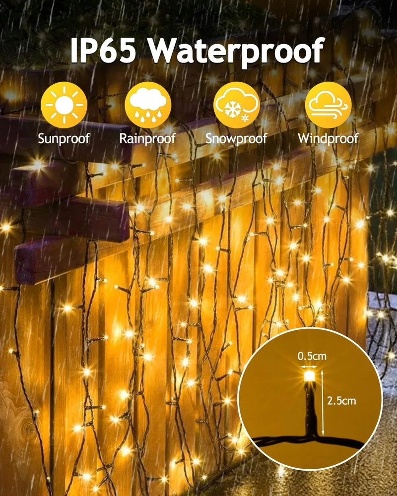 YIFMOO Solar LED Lichtsnoer Buiten 12M 120LED 8 Modi IP65 — foto 5