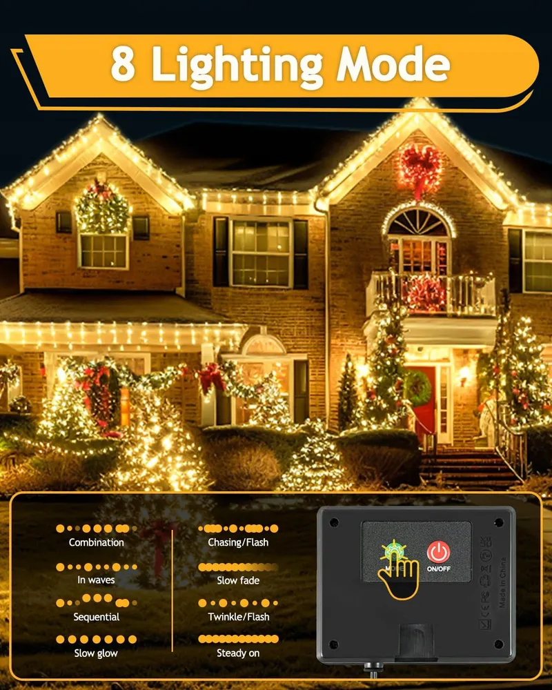 YIFMOO Solar LED Lichtsnoer Buiten 12M 120LED 8 Modi IP65 — foto 4