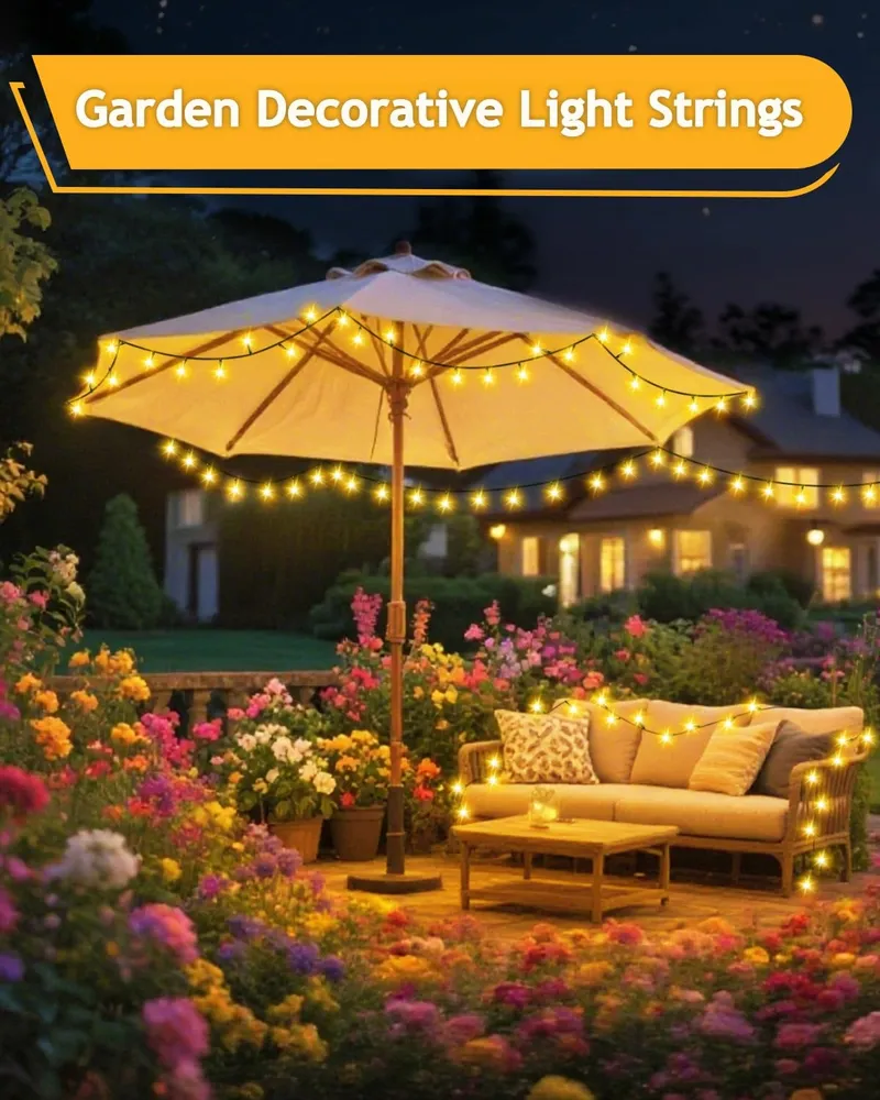 YIFMOO Solar LED Lichtsnoer Buiten 12M 120LED 8 Modi IP65 — foto 7