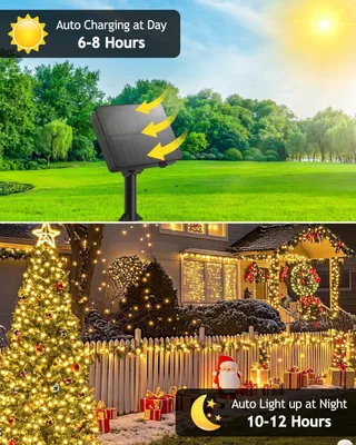 YIFMOO Solar LED Lichtsnoer Buiten 12M 120LED 8 Modi IP65 — miniatuur 3
