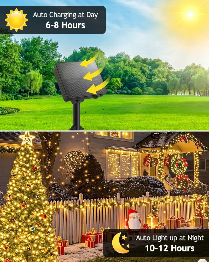 YIFMOO Solar LED Lichtsnoer Buiten 12M 120LED 8 Modi IP65 — foto 3