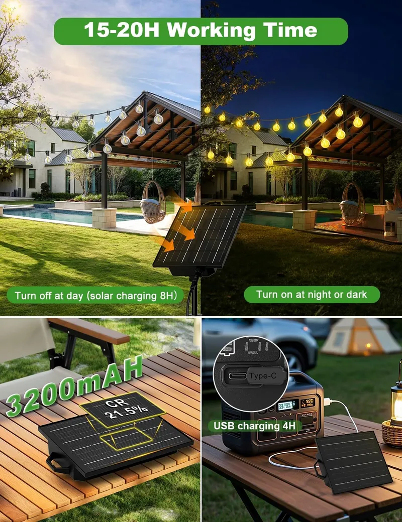 Solar LED Tuinlichtjes 17M 8 Modi Waterdicht Balkon Tuin Party — foto 3