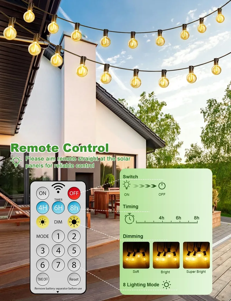 Solar LED Tuinlichtjes 17M 8 Modi Waterdicht Balkon Tuin Party — foto 4