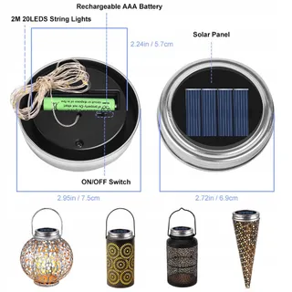 ADIWO Solar LED Lichtsnoer 3 Stuks 20 LED 2m Tuin IP44 — miniatuur 2