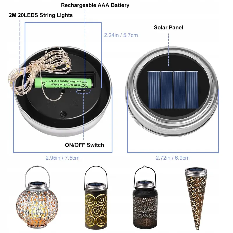 ADIWO Solar LED Lichtsnoer 3 Stuks 20 LED 2m Tuin IP44 — foto 2