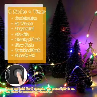 MOLVCE LED Lichtketting 10M 100 LED Waterdicht Binnen Buiten Timer — miniatuur 4