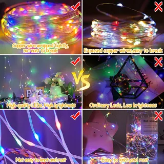 MOLVCE LED Lichtketting 10M 100 LED Waterdicht Binnen Buiten Timer — miniatuur 6