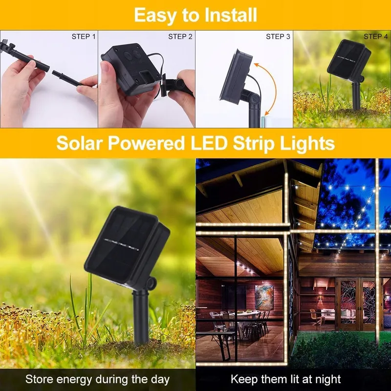 AOZBZ Solar LED Strip 3m 90LED IP65 Waterdicht Tuin Feest — foto 3