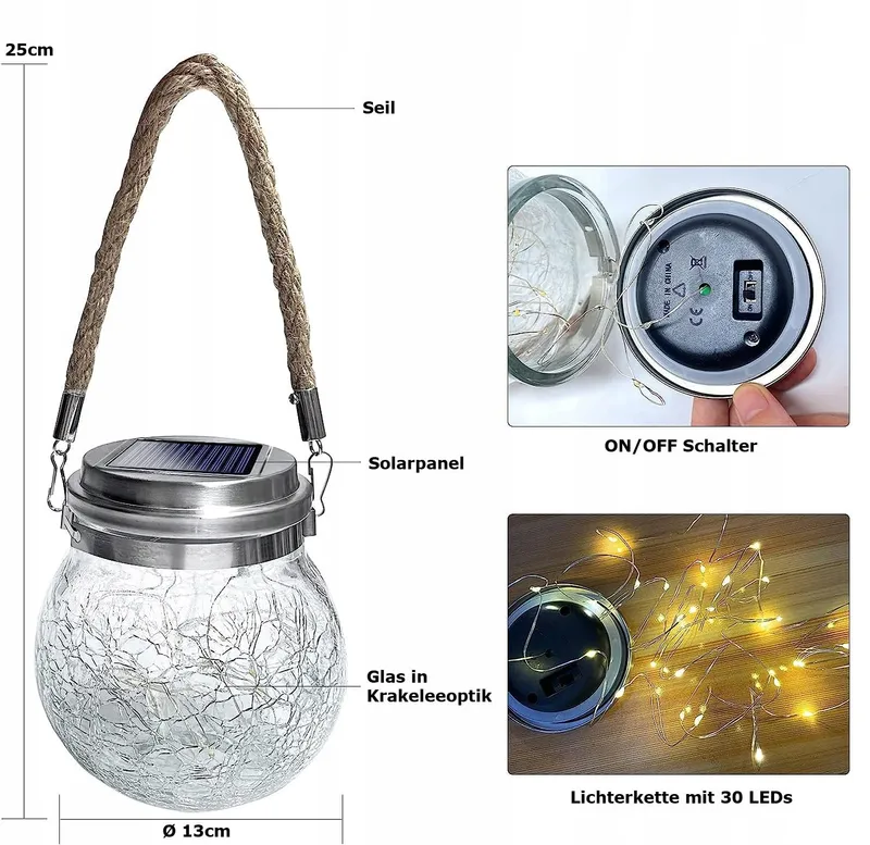 LED Solarglas Tuinlamp Set 2 Stuks — foto 2