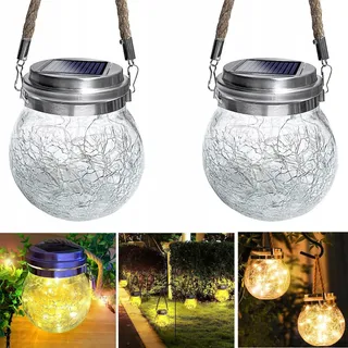 LED Solarglas Tuinlamp Set 2 Stuks — miniatuur 1