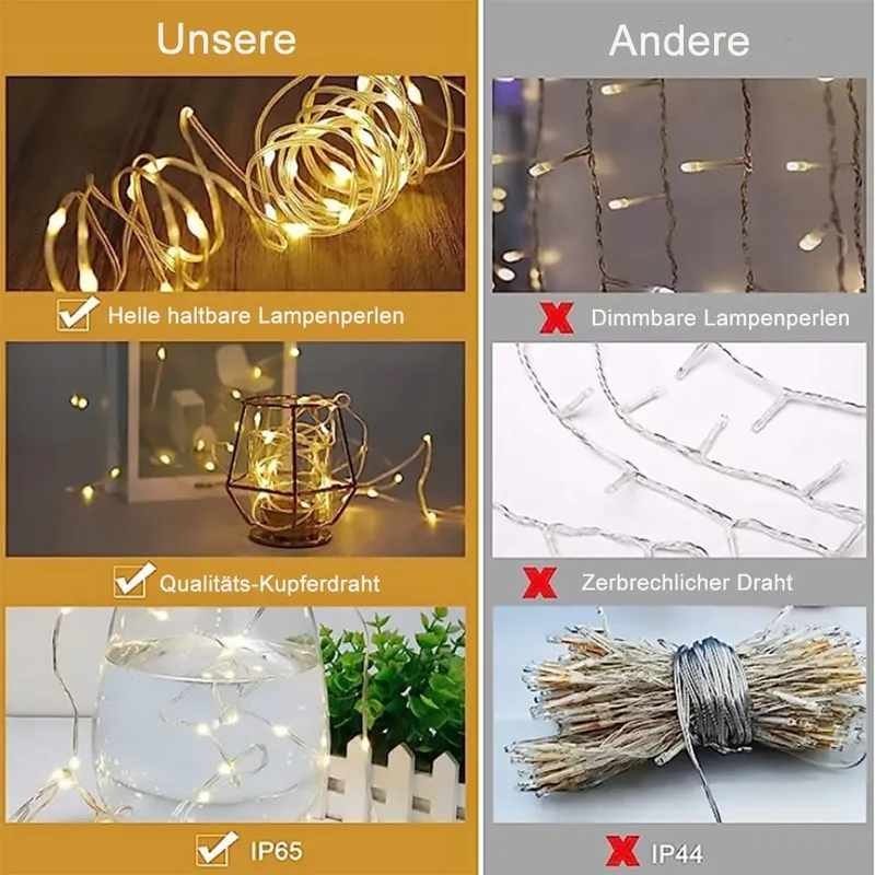 REDEFUN Solar Lichtgordijn 3x3m 300LED 8 Modi Waterdicht Afstandsbediening — foto 6