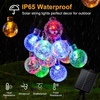 AUAUY Solar Lichtketting Buiten 7M 50 LED 8 Modi IP65 Balkon Tuin — miniatuur 2