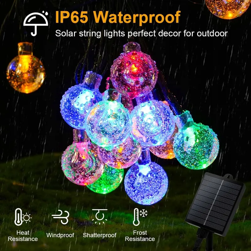 AUAUY Solar Lichtketting Buiten 7M 50 LED 8 Modi IP65 Balkon Tuin — foto 2