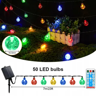 AUAUY Solar Lichtketting Buiten 7M 50 LED 8 Modi IP65 Balkon Tuin — miniatuur 7