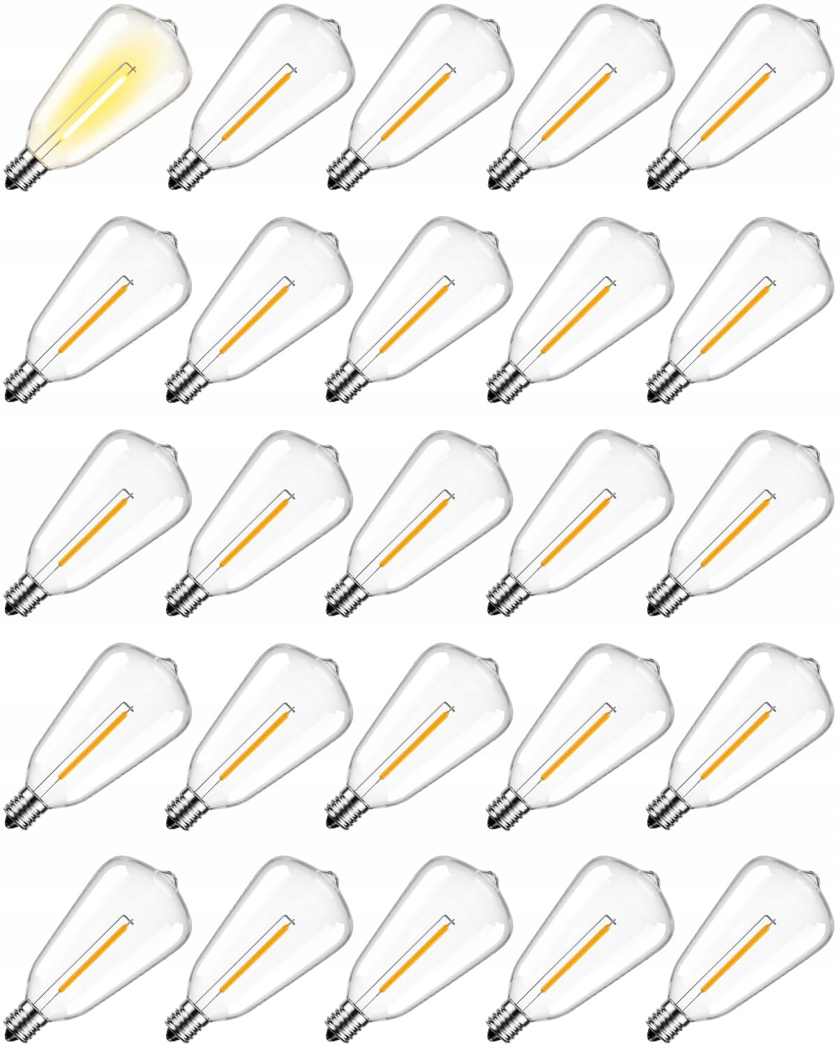 HCNEW 25 Stuks E12 ST38 Solar LED Lampen 2700K Warmwit 1W 3V