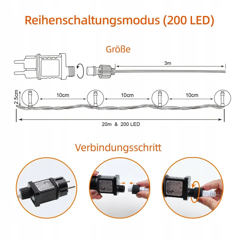DA LIGHT Lichtsnoer 20m 200 LED Warm Wit Tuin en Interieur — foto 4