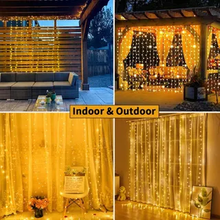 DEKOFUN Solar LED Lichtgordijn 3x3M Buiten Balkon Tuin — miniatuur 2