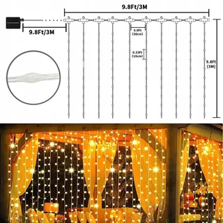 DEKOFUN Solar LED Lichtgordijn 3x3M Buiten Balkon Tuin — miniatuur 3