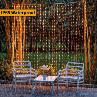 DEKOFUN Solar LED Lichtgordijn 3x3M Buiten Balkon Tuin — miniatuur 6