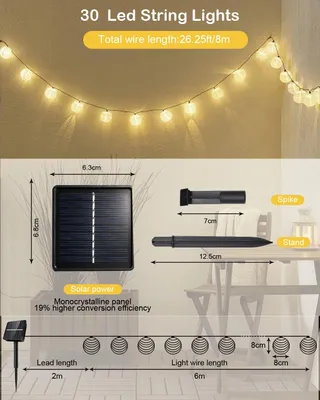 AFAIUP Solar LED Lampionnen 8M 30 LED Tuin Balkon — miniatuur 2