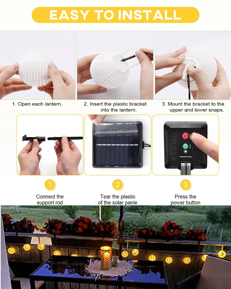 AFAIUP Solar LED Lampionnen 8M 30 LED Tuin Balkon — foto 4