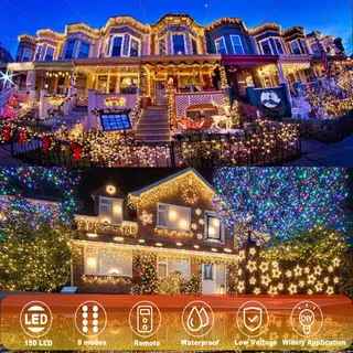 AEBECHUN LED Lichtsnoer 15M 150 LED Kerst Afstandsbediening Waterdicht — miniatuur 2