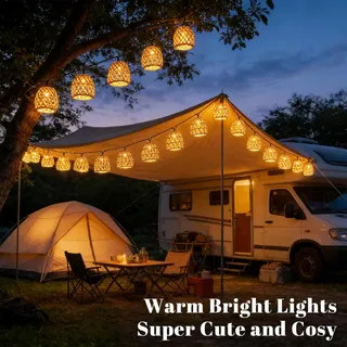 YEAHBOOM 10x LED Solar Lampjes Rotan Buiten Balkon Tuin — miniatuur 3