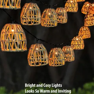 YEAHBOOM 10x LED Solar Lampjes Rotan Buiten Balkon Tuin — miniatuur 7